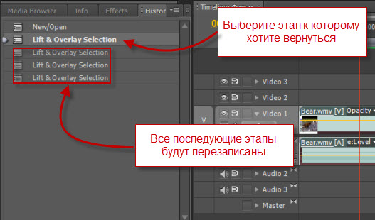 Дополнительные панели Adobe Premiere Pro